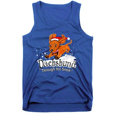 Dachshund Through Snow Funny Dachshund Christmas Funny Gift Tank Top