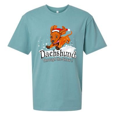 Dachshund Through Snow Funny Dachshund Christmas Funny Gift Sueded Cloud Jersey T-Shirt