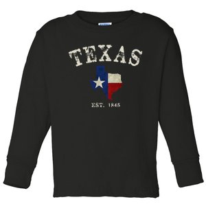 Distressed Texas State Flag Map Toddler Long Sleeve Shirt