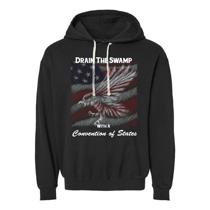 Drain The Swamp With A Convention Of States Garment-Dyed Fleece Hoodie