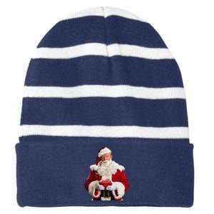 Donald Trump Santa Claus Christmas Xmas Usa President Striped Beanie with Solid Band