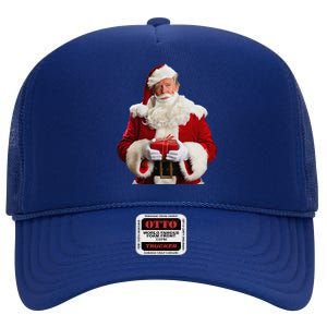 Donald Trump Santa Claus Christmas Xmas Usa President High Crown Mesh Back Trucker Hat