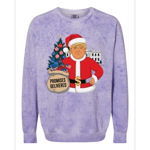 Donald Trump Santa – Patriotic Christmas Promises Delivered Colorblast Crewneck Sweatshirt