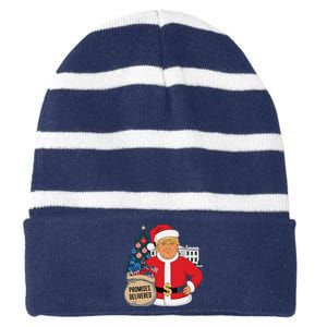 Donald Trump Santa – Patriotic Christmas Promises Delivered Striped Beanie with Solid Band