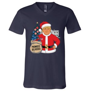 Donald Trump Santa – Patriotic Christmas Promises Delivered V-Neck T-Shirt