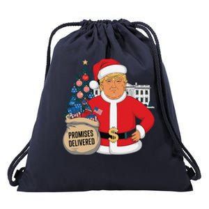 Donald Trump Santa – Patriotic Christmas Promises Delivered Drawstring Bag