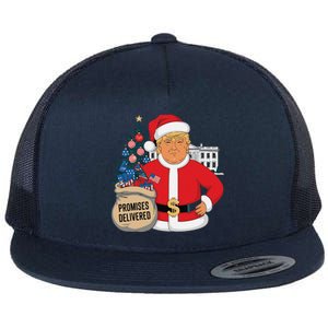 Donald Trump Santa – Patriotic Christmas Promises Delivered Flat Bill Trucker Hat