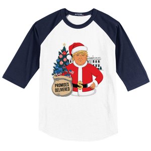 Donald Trump Santa – Patriotic Christmas Promises Delivered Baseball Sleeve Shirt