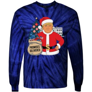 Donald Trump Santa – Patriotic Christmas Promises Delivered Tie-Dye Long Sleeve Shirt