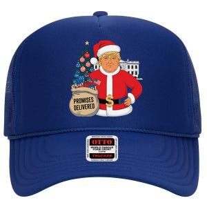 Donald Trump Santa – Patriotic Christmas Promises Delivered High Crown Mesh Back Trucker Hat