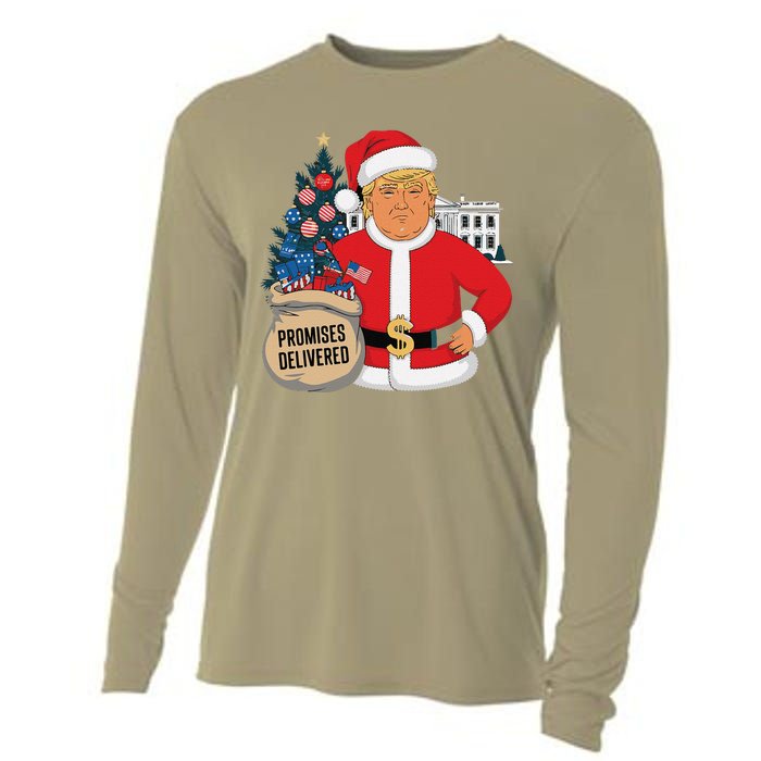 Donald Trump Santa – Patriotic Christmas Promises Delivered Cooling Performance Long Sleeve Crew