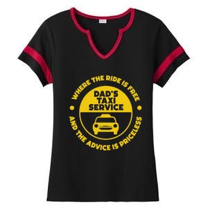 DadS Taxi Service Fathers Day Funny Dad Papa Chauffeur Cab Ladies Halftime Notch Neck Tee