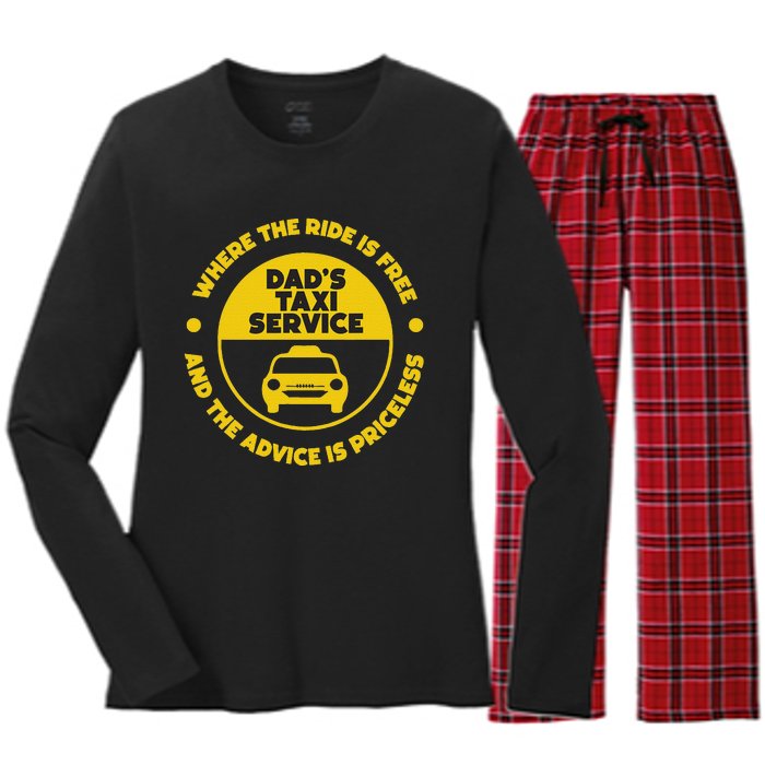 DadS Taxi Service Fathers Day Funny Dad Papa Chauffeur Cab Women's Long Sleeve Flannel Pajama Set 