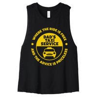 DadS Taxi Service Fathers Day Funny Dad Papa Chauffeur Cab Women's Racerback Cropped Tank