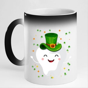 Dental Tooth St Patricks Day Funny Dentist Gift For Dentist Cute Gift 11oz Black Color Changing Mug