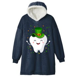 Dental Tooth St Patricks Day Funny Dentist Gift For Dentist Cute Gift Hooded Wearable Blanket