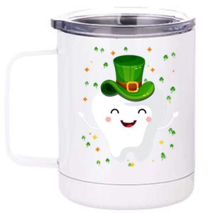 Dental Tooth St Patricks Day Funny Dentist Gift For Dentist Cute Gift 12 oz Stainless Steel Tumbler Cup