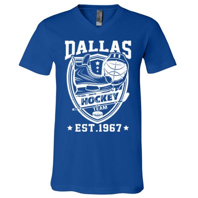 Dallas Texas Star Sticks Funny Hockey Team Vintage Est 1967 Cool Gift V-Neck T-Shirt