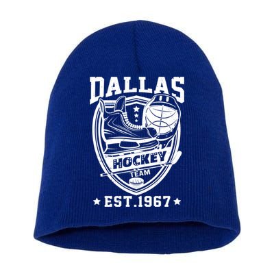 Dallas Texas Star Sticks Funny Hockey Team Vintage Est 1967 Cool Gift Short Acrylic Beanie