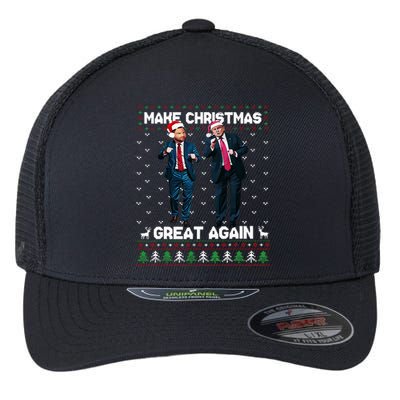 Dancing Trump Santa And Dj Vance Make Christmas Great Again Flexfit Unipanel Trucker Cap