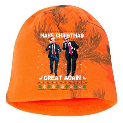 Dancing Trump Santa And Dj Vance Make Christmas Great Again Kati - Camo Knit Beanie