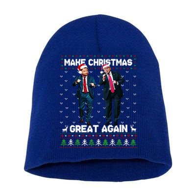 Dancing Trump Santa And Dj Vance Make Christmas Great Again Short Acrylic Beanie