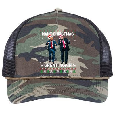 Dancing Trump Santa And Dj Vance Make Christmas Great Again Retro Rope Trucker Hat Cap