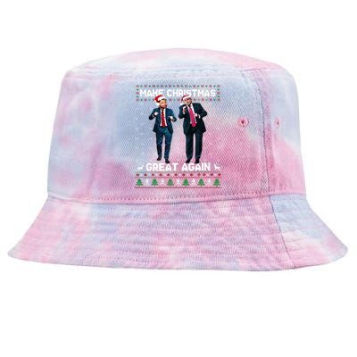 Dancing Trump Santa And Dj Vance Make Christmas Great Again Tie-Dyed Bucket Hat