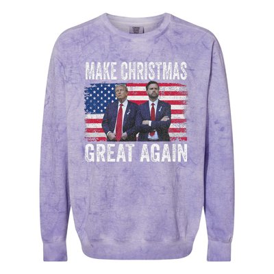 Dancing Trump Santa And Dj Vance Make Christmas Great Again Colorblast Crewneck Sweatshirt