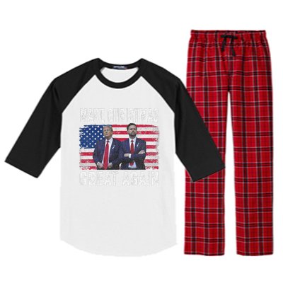 Dancing Trump Santa And Dj Vance Make Christmas Great Again Raglan Sleeve Pajama Set