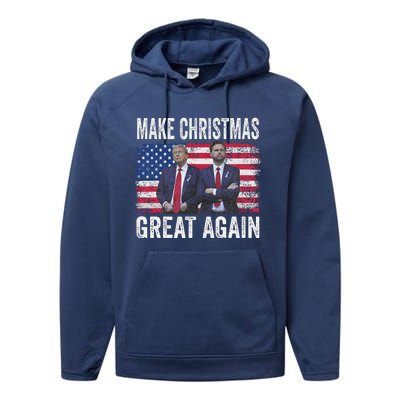 Dancing Trump Santa And Dj Vance Make Christmas Great Again Performance Fleece Hoodie