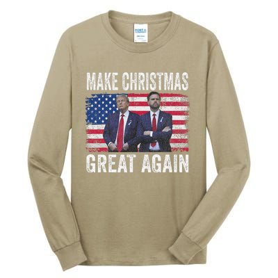 Dancing Trump Santa And Dj Vance Make Christmas Great Again Tall Long Sleeve T-Shirt