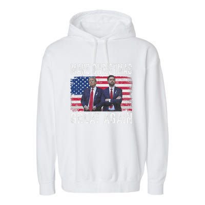 Dancing Trump Santa And Dj Vance Make Christmas Great Again Garment-Dyed Fleece Hoodie