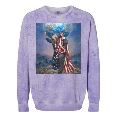 Donald Trump Saving The World Usa Eleciton Colorblast Crewneck Sweatshirt