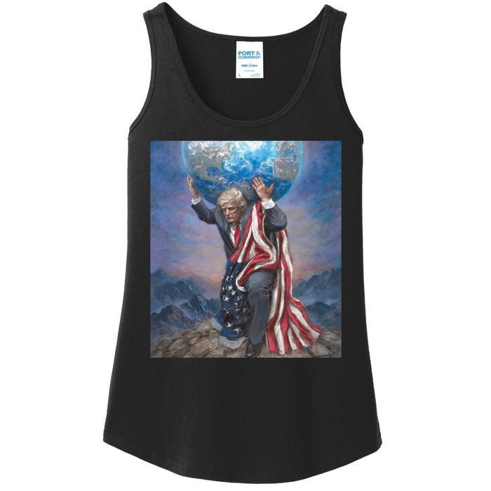 Donald Trump Saving The World Usa Eleciton Ladies Essential Tank