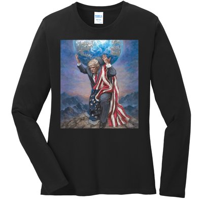 Donald Trump Saving The World Usa Eleciton Ladies Long Sleeve Shirt