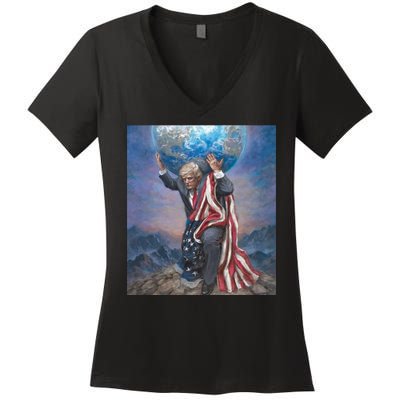 Donald Trump Saving The World Usa Eleciton Women's V-Neck T-Shirt