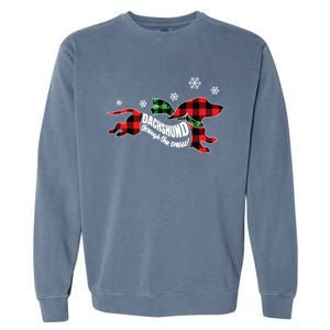 Dachshundthrough The Snow Doxie Dog Plaid Christmas Cool Gift Garment-Dyed Sweatshirt