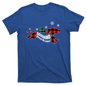 Dachshundthrough The Snow Doxie Dog Plaid Christmas Cool Gift T-Shirt