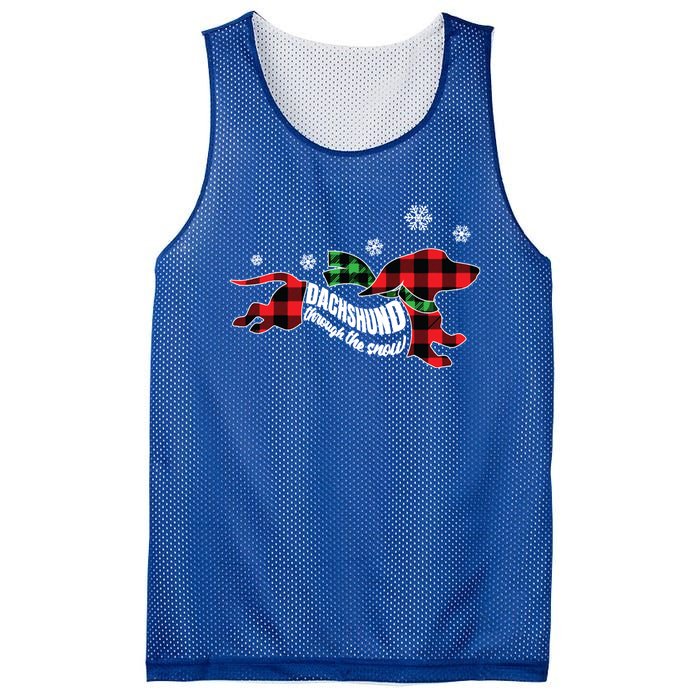 Dachshundthrough The Snow Doxie Dog Plaid Christmas Cool Gift Mesh Reversible Basketball Jersey Tank