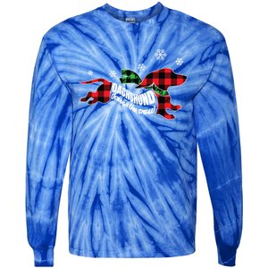 Dachshundthrough The Snow Doxie Dog Plaid Christmas Cool Gift Tie-Dye Long Sleeve Shirt