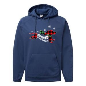 Dachshundthrough The Snow Doxie Dog Plaid Christmas Cool Gift Performance Fleece Hoodie