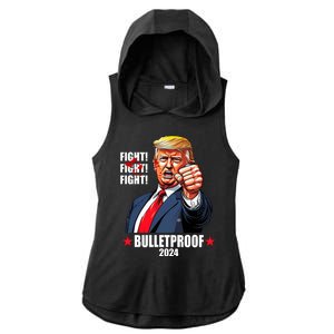 Donald Trump Shot Bulletproof Fight 2024 Election Ladies PosiCharge Tri-Blend Wicking Draft Hoodie Tank