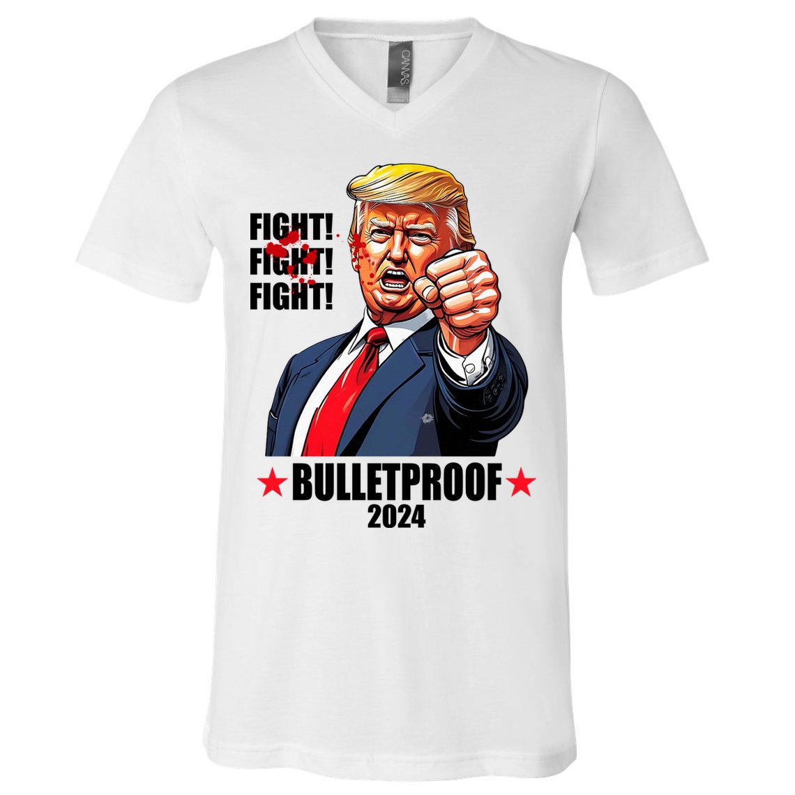 Donald Trump Shot Bulletproof Fight 2024 Election V-Neck T-Shirt