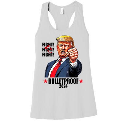 Donald Trump Shot Bulletproof Fight 2024 Election Women's Racerback Tank