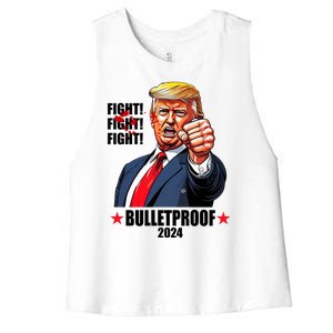 Donald Trump Shot Bulletproof Fight 2024 Election Women's Racerback Cropped Tank