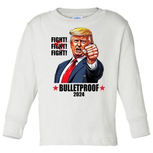 Donald Trump Shot Bulletproof Fight 2024 Election Toddler Long Sleeve Shirt