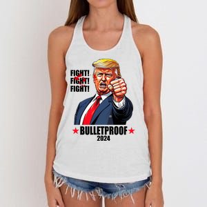 Donald Trump Shot Bulletproof Fight 2024 Election Women's Knotted Racerback Tank