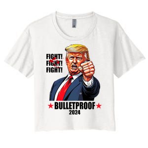 Donald Trump Shot Bulletproof Fight 2024 Election Women's Crop Top Tee