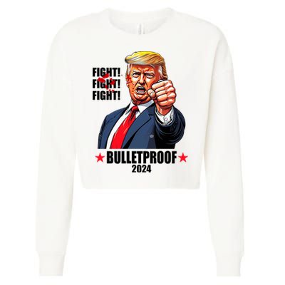 Donald Trump Shot Bulletproof Fight 2024 Election Cropped Pullover Crew